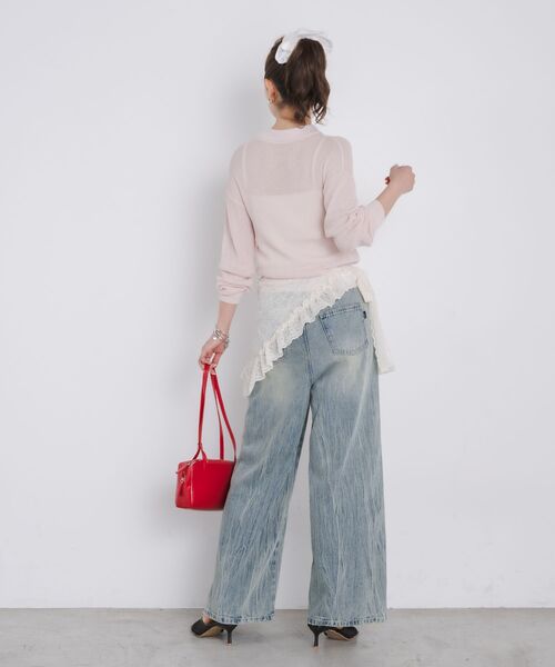 kivi（キヴィ）の「sheer knit polo（ニット/セーター・レディース・ライトピンク/オフホワイト/ブラック・FREE）」の15枚目の写真