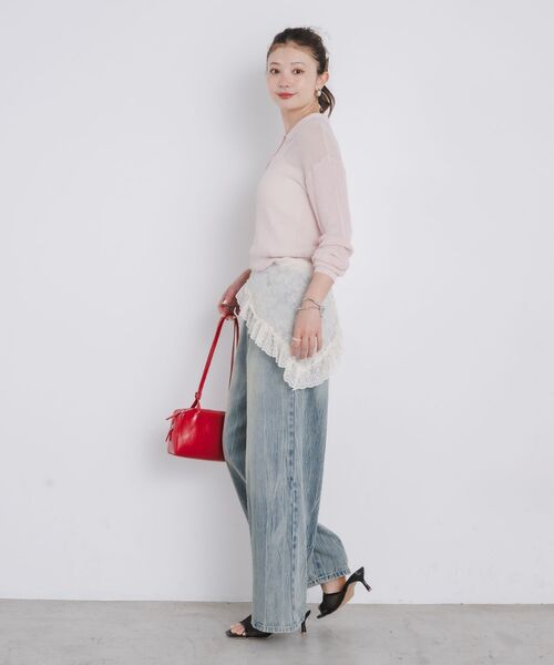 kivi（キヴィ）の「sheer knit polo（ニット/セーター・レディース・ライトピンク/オフホワイト/ブラック・FREE）」の14枚目の写真