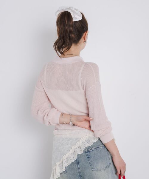 kivi（キヴィ）の「sheer knit polo（ニット/セーター・レディース・ライトピンク/オフホワイト/ブラック・FREE）」の11枚目の写真