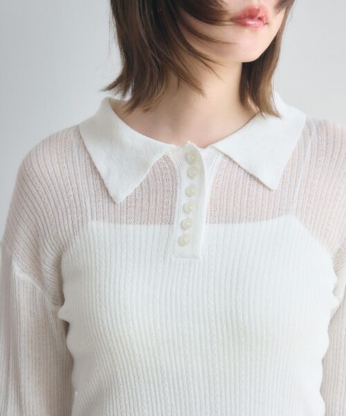 kivi（キヴィ）の「sheer knit polo（ニット/セーター・レディース・ライトピンク/オフホワイト/ブラック・FREE）」の10枚目の写真