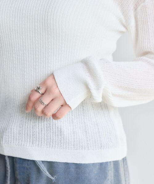 kivi（キヴィ）の「sheer knit polo（ニット/セーター・レディース・ライトピンク/オフホワイト/ブラック・FREE）」の7枚目の写真