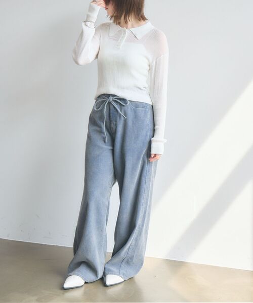 kivi（キヴィ）の「sheer knit polo（ニット/セーター・レディース・ライトピンク/オフホワイト/ブラック・FREE）」の5枚目の写真