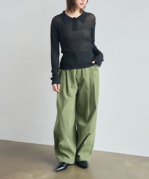 kivi（キヴィ）の「sheer knit polo（ニット/セーター・レディース・ライトピンク/オフホワイト/ブラック・FREE）」の4枚目の写真