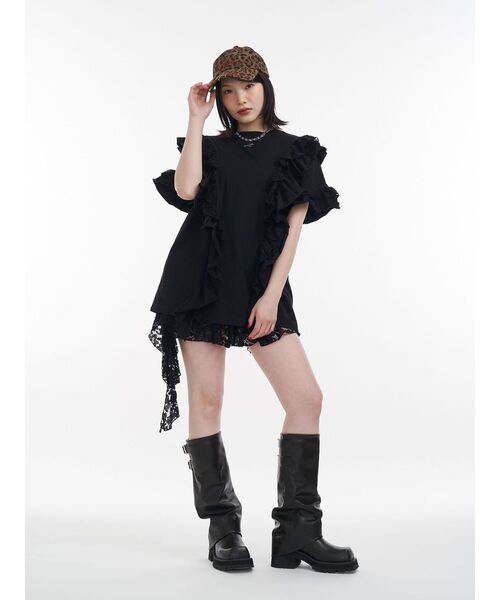 jouetie（ジュエティ）の「フリルドッキングルーズTシャツ（Tシャツ/カットソー・レディース・ブラック/オフホワイト/ブルー・MEDIUM）」の21枚目の写真