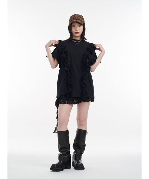 jouetie（ジュエティ）の「フリルドッキングルーズTシャツ（Tシャツ/カットソー・レディース・ブラック/オフホワイト/ブルー・MEDIUM）」の22枚目の写真