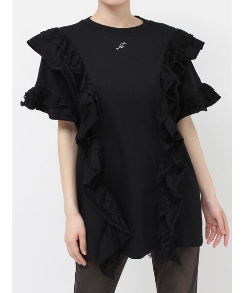 jouetie（ジュエティ）の「フリルドッキングルーズTシャツ（Tシャツ/カットソー・レディース・ブラック/オフホワイト/ブルー・MEDIUM）」の16枚目の写真