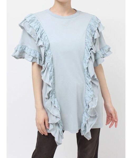 jouetie（ジュエティ）の「フリルドッキングルーズTシャツ（Tシャツ/カットソー・レディース・ブラック/オフホワイト/ブルー・MEDIUM）」の17枚目の写真