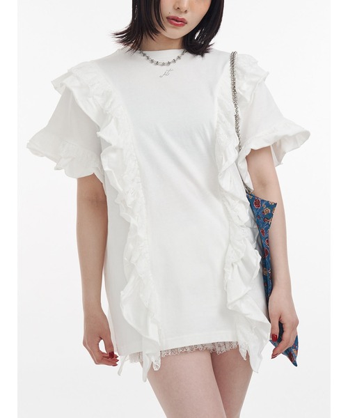 jouetie（ジュエティ）の「フリルドッキングルーズTシャツ（Tシャツ/カットソー・レディース・ブラック/オフホワイト/ブルー・MEDIUM）」の2枚目の写真