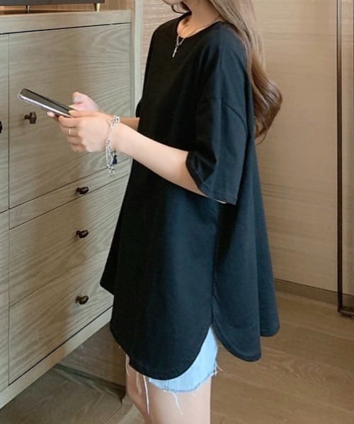 LADY LIKE(レディライク)の「バッククロスゆったりTシャツ(Tシャツ/カットソー・レディース・パープル/ホワイト/ピンク/ブラック・M)」の11枚目の写真