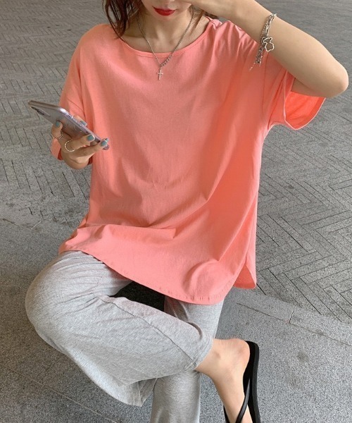 LADY LIKE(レディライク)の「バッククロスゆったりTシャツ(Tシャツ/カットソー・レディース・パープル/ホワイト/ピンク/ブラック・M)」の16枚目の写真