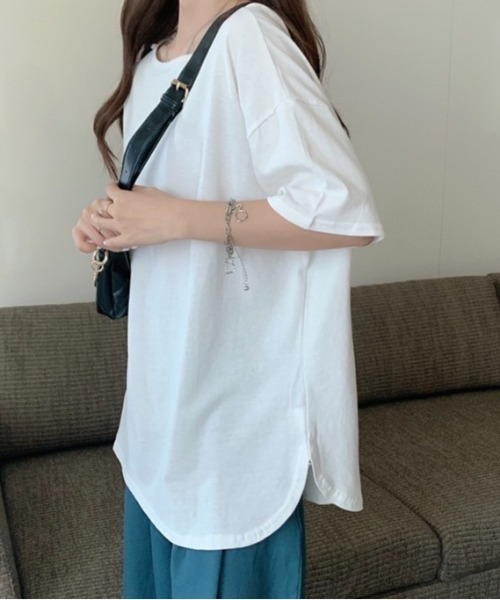 LADY LIKE(レディライク)の「バッククロスゆったりTシャツ(Tシャツ/カットソー・レディース・パープル/ホワイト/ピンク/ブラック・M)」の22枚目の写真