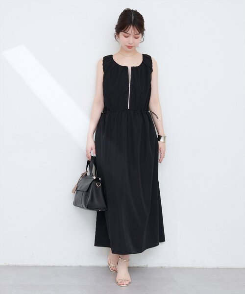 natural couture(ナチュラルクチュール)の「【mamamo】袖ギャザーウエストドロストワンピース(ワンピース・レディース・イエロー/ストライプ/ブラック・FREE)」の8枚目の写真