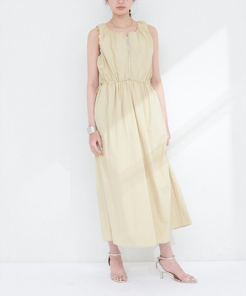 natural couture(ナチュラルクチュール)の「【mamamo】袖ギャザーウエストドロストワンピース(ワンピース・レディース・イエロー/ストライプ/ブラック・FREE)」の14枚目の写真