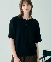 HENLEY NECK HIGH GAUGE SUMMER KNIT T/ヘンリーネックハイゲージサマーニットT