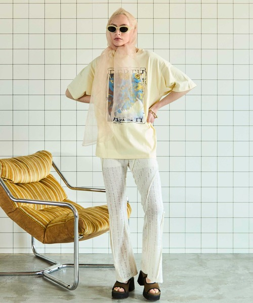 トップス Flower Photo Oversized T-shir Flower Photo Oversized T-shirt/フラワーフォトオーバーTEE