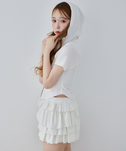 one after another NICE CLAUP（ワンアフターアナザーナイスクラップ）の「セットアップで着られる/プレート付きダブルジップパーカー（パーカー・レディース・杢グレー/チャコールグレー/オフホワイト/ピンク・FREE）」の9枚目の写真