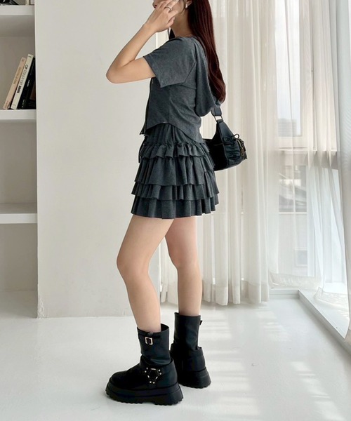 one after another NICE CLAUP（ワンアフターアナザーナイスクラップ）の「セットアップで着られる/プレート付きダブルジップパーカー（パーカー・レディース・杢グレー/チャコールグレー/オフホワイト/ピンク・FREE）」の13枚目の写真