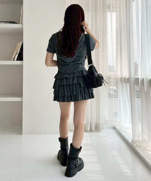 one after another NICE CLAUP（ワンアフターアナザーナイスクラップ）の「セットアップで着られる/プレート付きダブルジップパーカー（パーカー・レディース・杢グレー/チャコールグレー/オフホワイト/ピンク・FREE）」の11枚目の写真