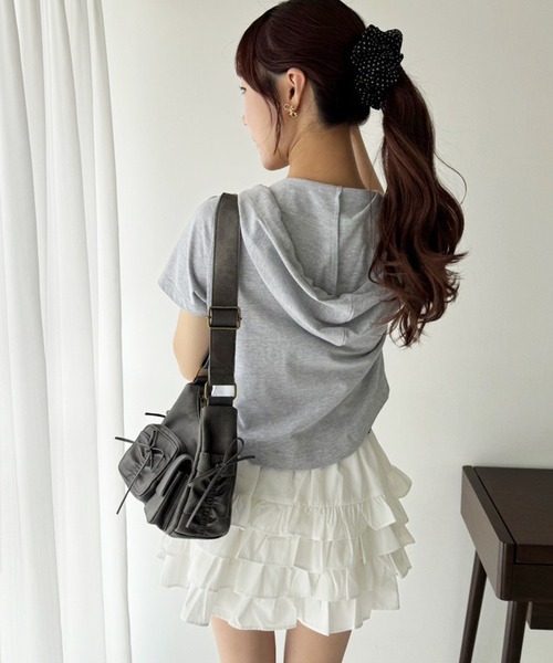 セットアップで着られる/プレート付きダブルジップパーカー（パーカー