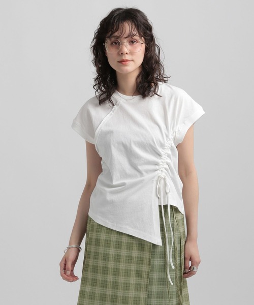 GEORGE'S(ジョージズ)の「シャーリングショートTシャツ(その他トップス・レディース・ピンク系その他/ホワイト/ネイビー・MEDIUM/SMALL)」の1枚目の写真