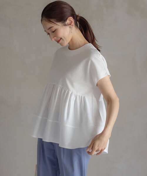 組曲（クミキョク）の「ツイルジャージーティアード カットソー（Tシャツ/カットソー・レディース・ブラック系/ホワイト系/ピンク系・5/6/7）」の5枚目の写真