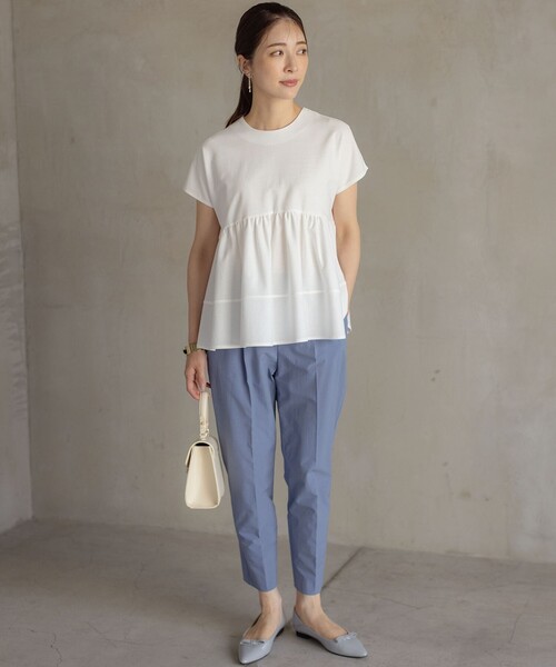 組曲（クミキョク）の「ツイルジャージーティアード カットソー（Tシャツ/カットソー・レディース・ブラック系/ホワイト系/ピンク系・5/6/7）」の7枚目の写真