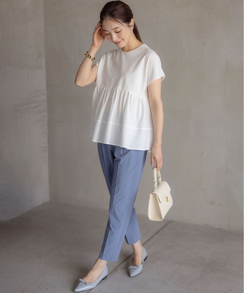 組曲（クミキョク）の「ツイルジャージーティアード カットソー（Tシャツ/カットソー・レディース・ブラック系/ホワイト系/ピンク系・5/6/7）」の8枚目の写真