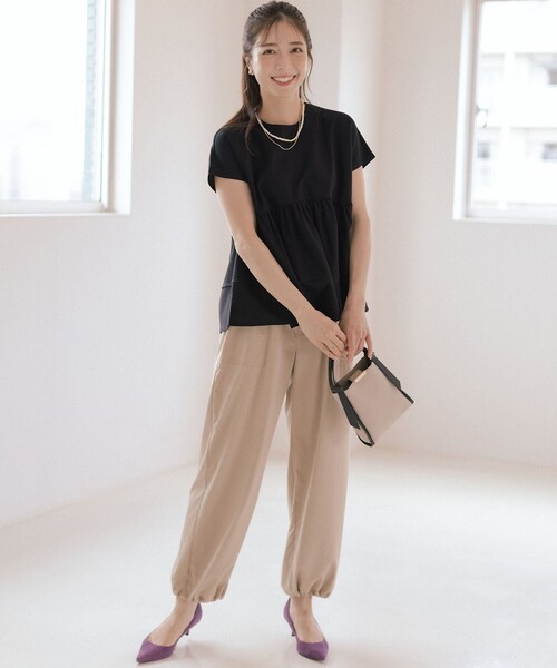 組曲（クミキョク）の「ツイルジャージーティアード カットソー（Tシャツ/カットソー・レディース・ブラック系/ホワイト系/ピンク系・5/6/7）」の11枚目の写真