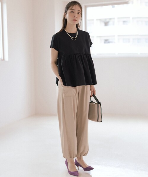 組曲（クミキョク）の「ツイルジャージーティアード カットソー（Tシャツ/カットソー・レディース・ブラック系/ホワイト系/ピンク系・5/6/7）」の12枚目の写真