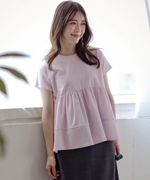 組曲（クミキョク）の「ツイルジャージーティアード カットソー（Tシャツ/カットソー・レディース・ブラック系/ホワイト系/ピンク系・5/6/7）」の14枚目の写真