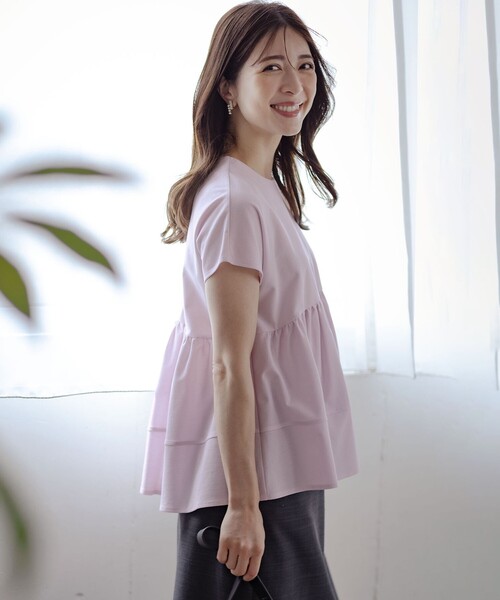 組曲（クミキョク）の「ツイルジャージーティアード カットソー（Tシャツ/カットソー・レディース・ブラック系/ホワイト系/ピンク系・5/6/7）」の17枚目の写真