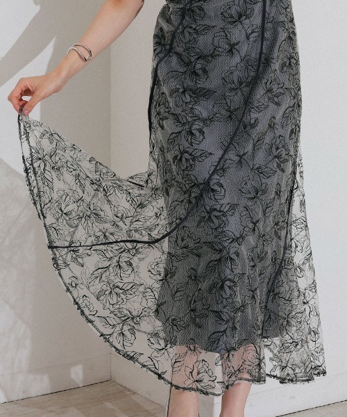 セール】【ANDRESD】wave piping frare dress[ウェーブパイピングフレ