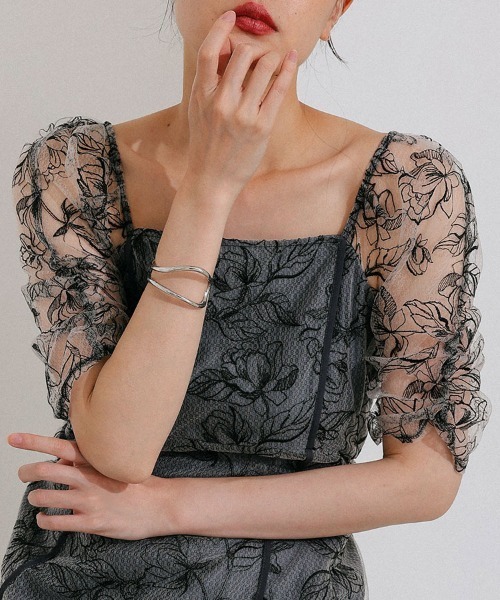 セール】【ANDRESD】wave piping frare dress[ウェーブパイピングフレ