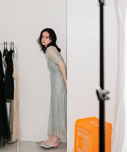 セール】【ANDRESD】wave piping frare dress[ウェーブパイピングフレ