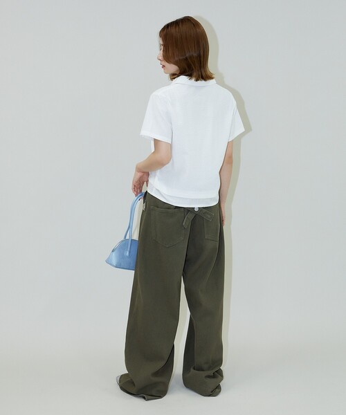 PUBLUX（パブリュクス）の「PUBLUX/パブリュクス レイヤード風 裾切り替え クロップド デザインシャツ（シャツ/ブラウス・レディース・サックスブルー/オフホワイト・ﾌﾘ-）」の22枚目の写真