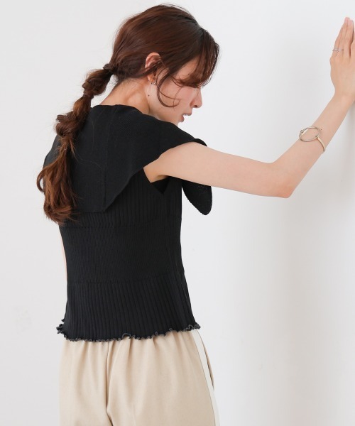 新品未使用　ストラ　ビッグフリル襟サマーニット　フリー 肩開きフリルニット | ニット | Noela OFFICIAL WEB STORE