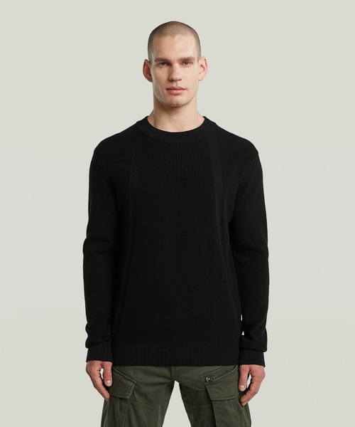 G-STAR（ジースター）の「STRUCTURE KNIT PULLOVER/デザイン編みニットセーター（ニット/セーター・メンズ・ホワイト系その他/ダークブラック・SMALL/MEDIUM/LARGE/X-LARGE/X-SMALL）」の2枚目の写真