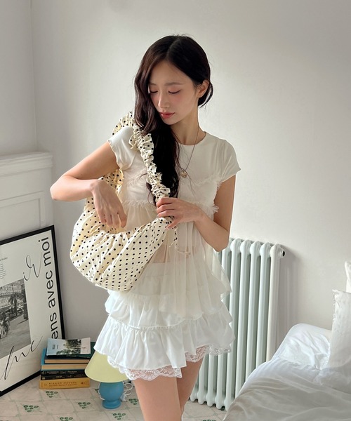 by muni:r（バイ ムニール）の「ドットシャーリングバッグ（ショルダーバッグ・レディース・アイボリー/ブラック・ONE SIZE）」の5枚目の写真