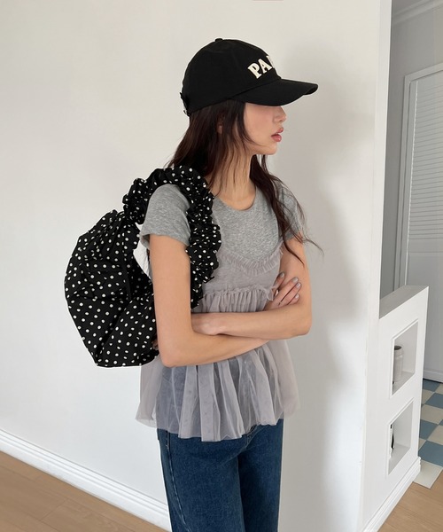 by muni:r（バイ ムニール）の「ドットシャーリングバッグ（ショルダーバッグ・レディース・アイボリー/ブラック・ONE SIZE）」の9枚目の写真