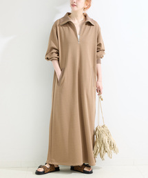 B.C STOCK | 《追加》ウォッシャブル / テリー裏毛ハーフジップロングワンピース(ワンピース)