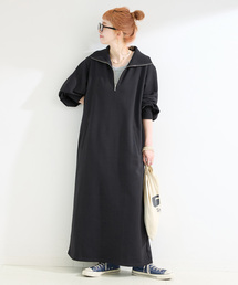 【美品】A+TOKYO ブラック ハーフジップシャツワンピース 半袖　モード 配色シャツワンピース | PROPORTION BODY DRESSING