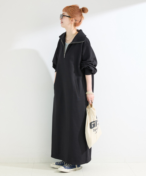 B.C STOCK（ベーセーストック）の「《追加》ウォッシャブル / テリー裏毛ハーフジップロングワンピース（ワンピース・レディース・グレー/ブラウン/ブラック・FREE）」の20枚目の写真