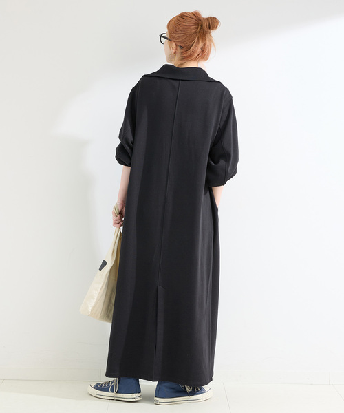 追加》ウォッシャブル / テリー裏毛ハーフジップロングワンピース