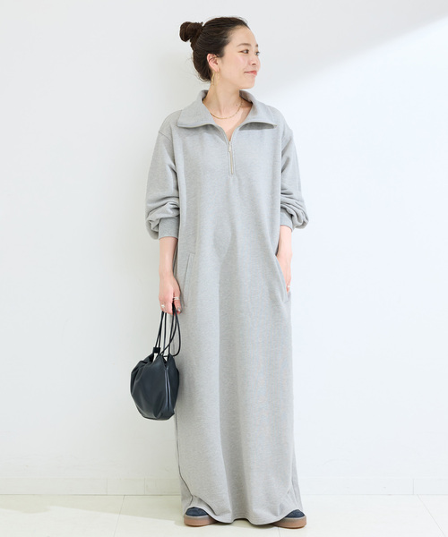すっちゃん様✨ 45R✳️付け衿付き／ウール／ロングワンピース【0】グレー 衿付きドットワンピース | ウィルセレクション(WILLSELLECTION