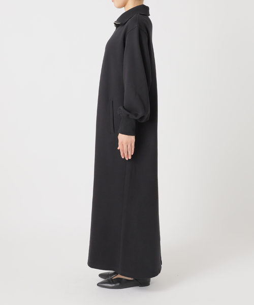 追加》ウォッシャブル / テリー裏毛ハーフジップロングワンピース