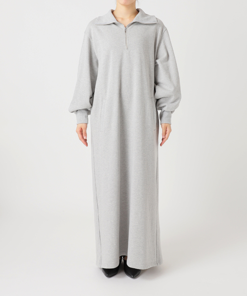 B.C STOCK（ベーセーストック）の「《追加》ウォッシャブル / テリー裏毛ハーフジップロングワンピース（ワンピース・レディース・グレー/ブラウン/ブラック・FREE）」の16枚目の写真