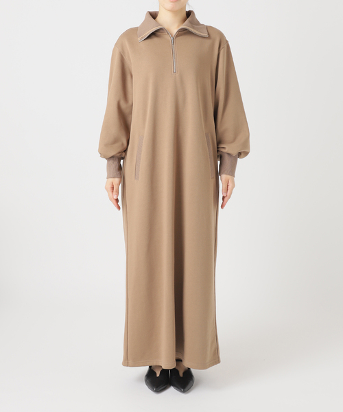 B.C STOCK（ベーセーストック）の「《追加》ウォッシャブル / テリー裏毛ハーフジップロングワンピース（ワンピース・レディース・グレー/ブラウン/ブラック・FREE）」の15枚目の写真