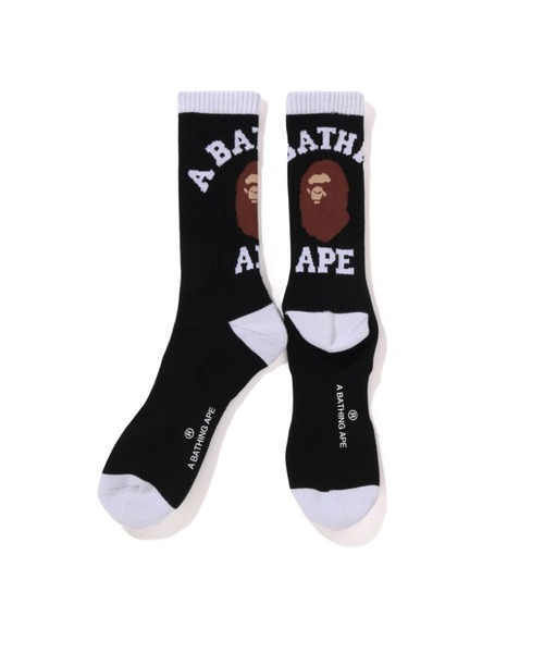 A BATHING APE(アベイシングエイプ)の「COLLEGE SOCKS(ソックス/靴下・メンズ・ブラック/ホワイト・LARGE/MEDIUM)」の2枚目の写真