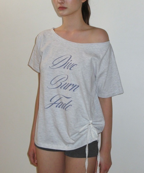 ★CRANK★LACE STRING OFF SHOULDER TOP_MELANGE GREY★正規品 LACE STRING OFF SHOULDER TOP_MELANGE GREY - CRANK