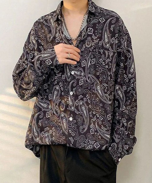 B.I.D.(ビーアイディー)の「《バンダナ柄長袖シャツ/ペイズリー柄(シャツ/ブラウス・レディース・ブラック/ホワイト・FREE)」の11枚目の写真